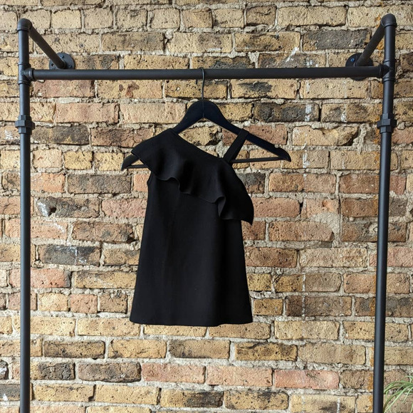 Milly Minis Black Ruffle Shoulder Dress - Picture 1 of 3